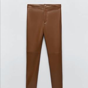 Zara light brown faux leather leggings
